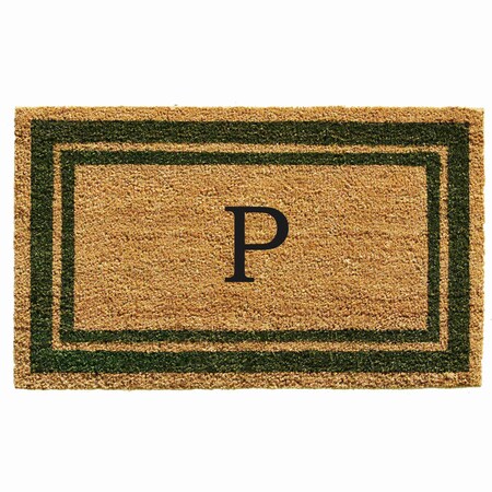 Monogram Door Mat, Natural, Sage Green, 18 in W x 30 in L